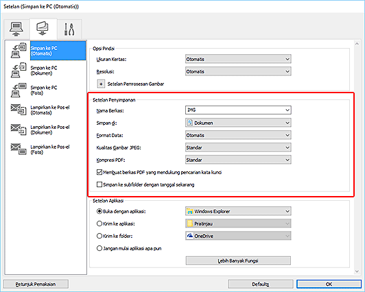 gambar: Kotak dialog Setelan
